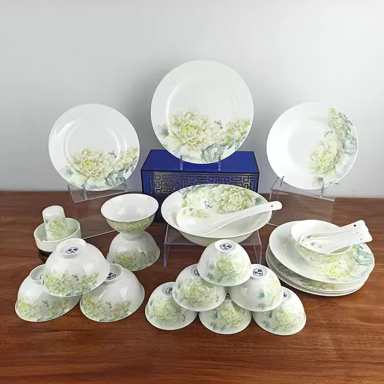 Ceramic tableware, bowl and chopstick sets, bowl and plate sets, gift boxes, home gifts, gift-giving, creative, simple and new Chinese style details Picture