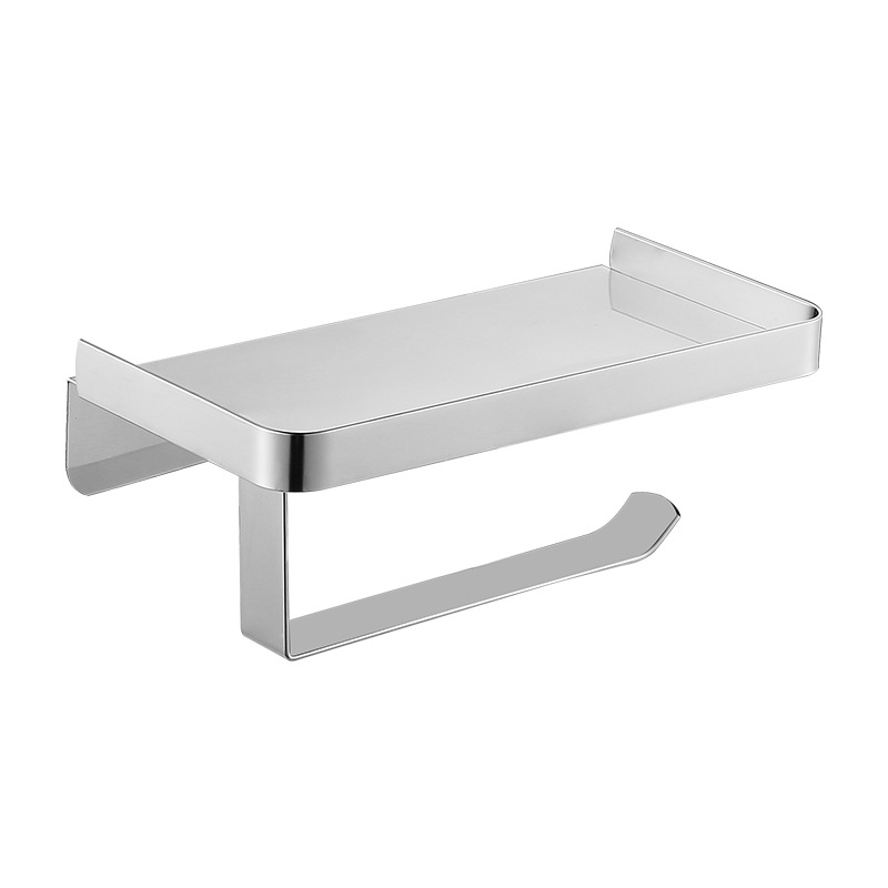 Stainless steel bathroom mobile phone stand, toilet tray, toilet paper rack, multi-functional toilet roll paper storage rack, hotel no need for drilling Item Picture