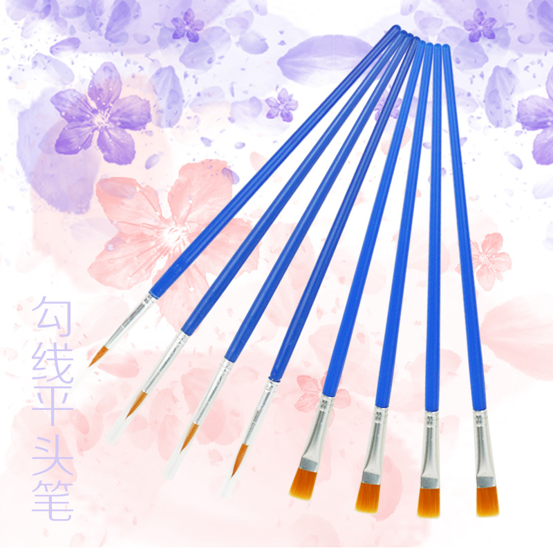 塑料平头勾线毛笔 儿童diy石膏陶瓷彩绘画笔手绘涂鸦水彩丙烯笔刷