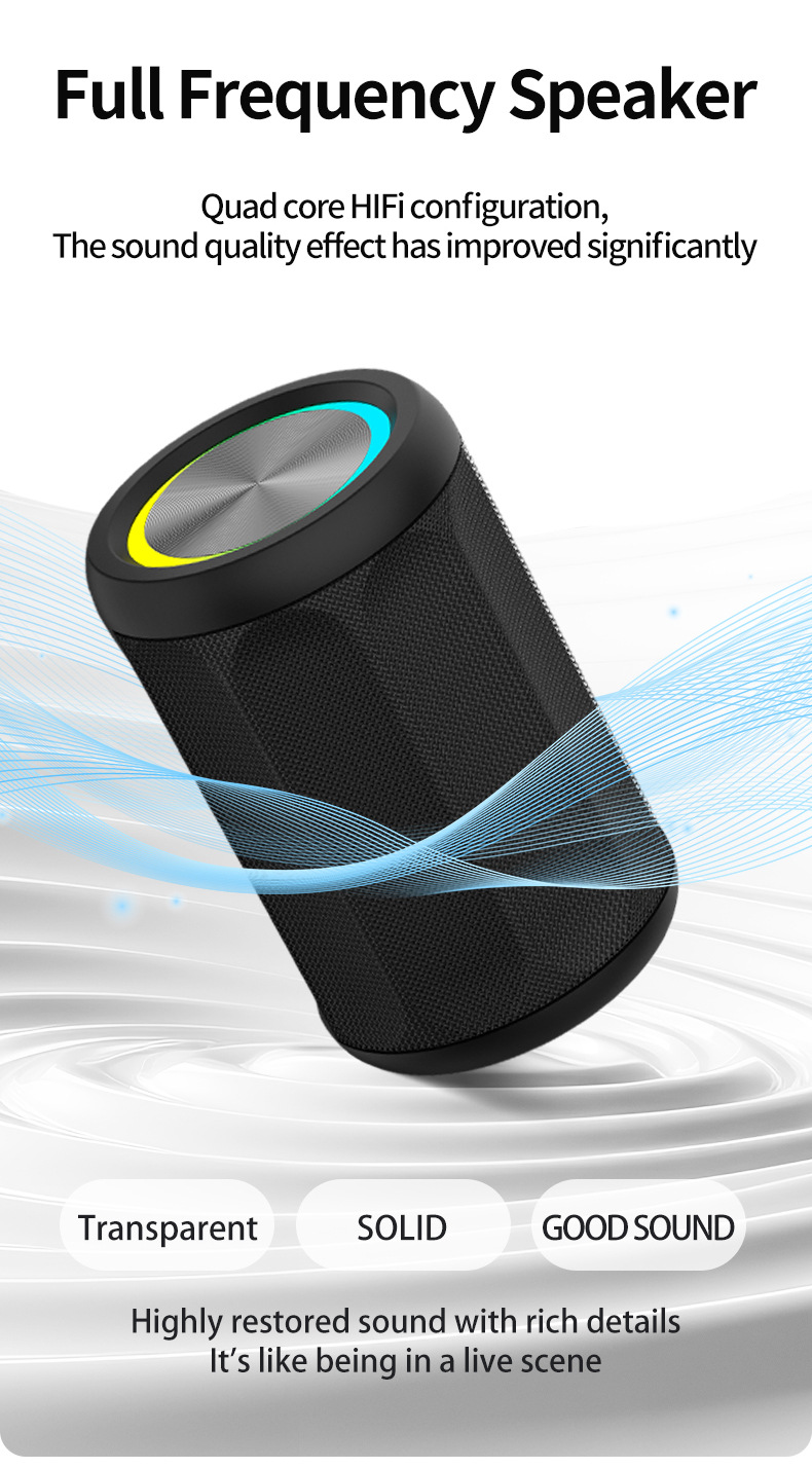 2025跨境新款迷你布艺蓝牙音箱无线TWS互联立体声便携式炫彩音响详情9