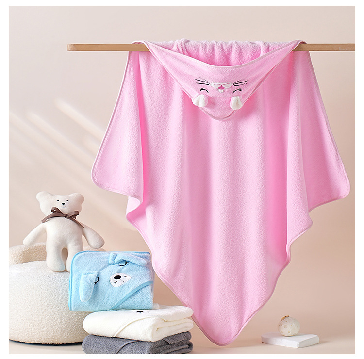 珊瑚绒宝宝斗篷浴巾卡通披风母婴包被珊瑚绒柔软洗澡连帽婴儿抱被详情13
