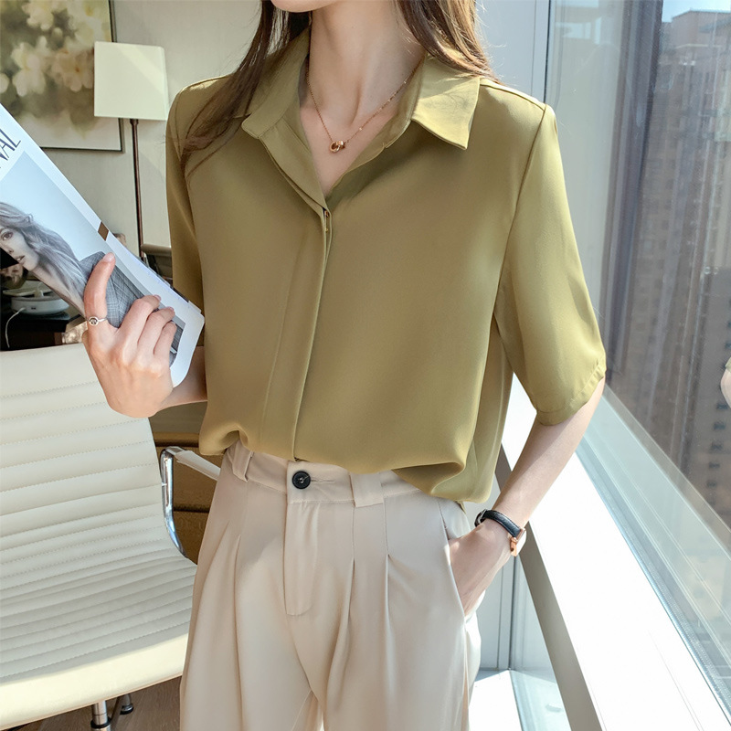 Summer thin women's chiffon shirt for women, 2022 new trendy short-sleeved top, design sense professional shirt Item Picture
