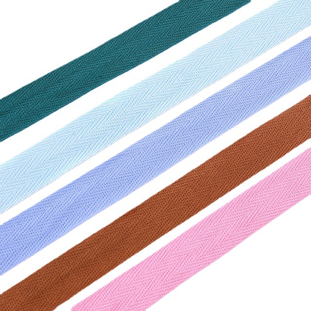 Custom Factory Direct Sales 1Cm-2Cm Color Pure Cotton Webbing Single And Double Herringbone Grain Thick And Fine Grain Edge Webbing details Picture