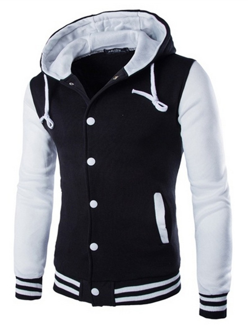 New hooded baseball jacket for men, eight-color fitted cardigan, short fleece sweatshirt Item Picture