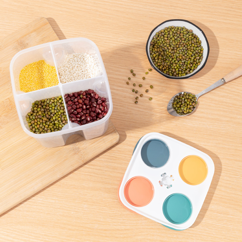Compartmentalized sealed jar, fresh-keeping box, kitchen plastic noodle storage box, large-capacity five-grain and miscellaneous food jar, transparent storage jar 0750 Application Scenario