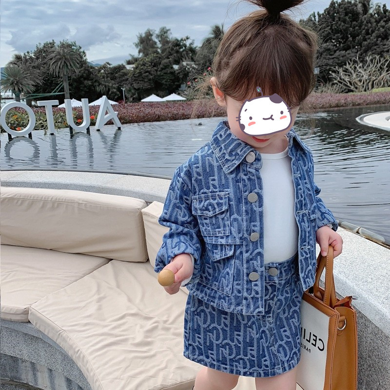 2024女童秋装新款牛仔裙韩版儿童套装宝宝洋气牛仔外套小孩两件套