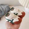Soft-soled anti-slip walking shoes for infants aged 0-1 year old, boys and girls, 6-9-12 months, and sports color-blocked white shoes Specification image