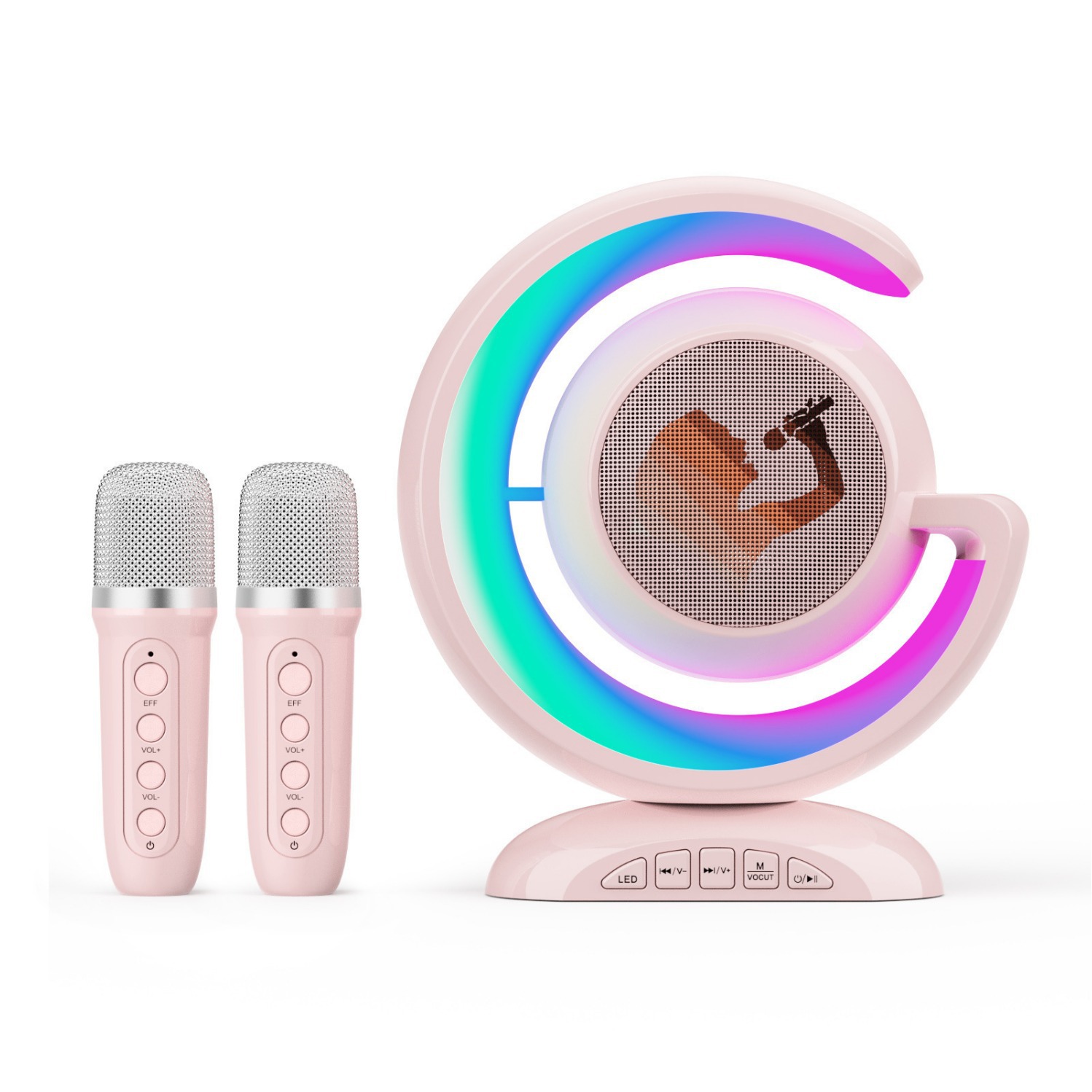 k歌麦克风/蓝牙音箱/便携式白底实物图