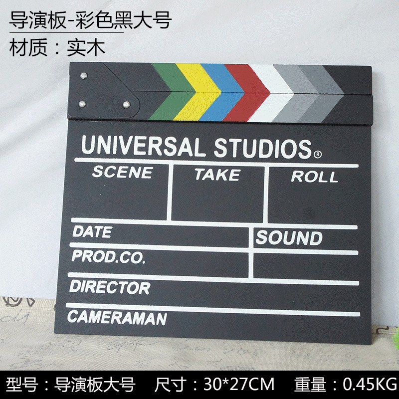亚克力木质导演板英文中文新款拍视频电影城场记板拍打板摄影道具图