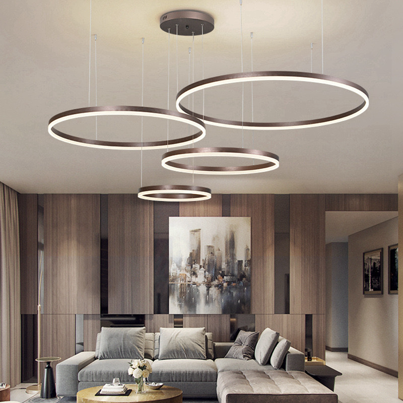 Minimalist and creative chandelier in the living room, main light in the hall with Italian circular design, creative and personalized light luxury chandelier in the dining room, Zhongshan lamps details Picture