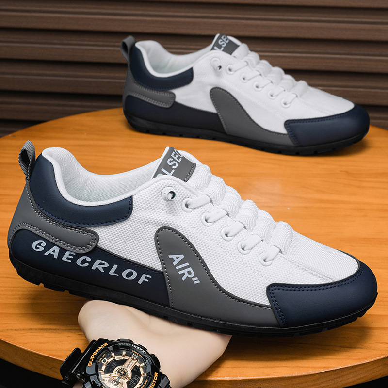 Men's shoes 2025 new spring mesh breathable casual single shoes, men's Internet celebrity one-step driving bean trendy shoes