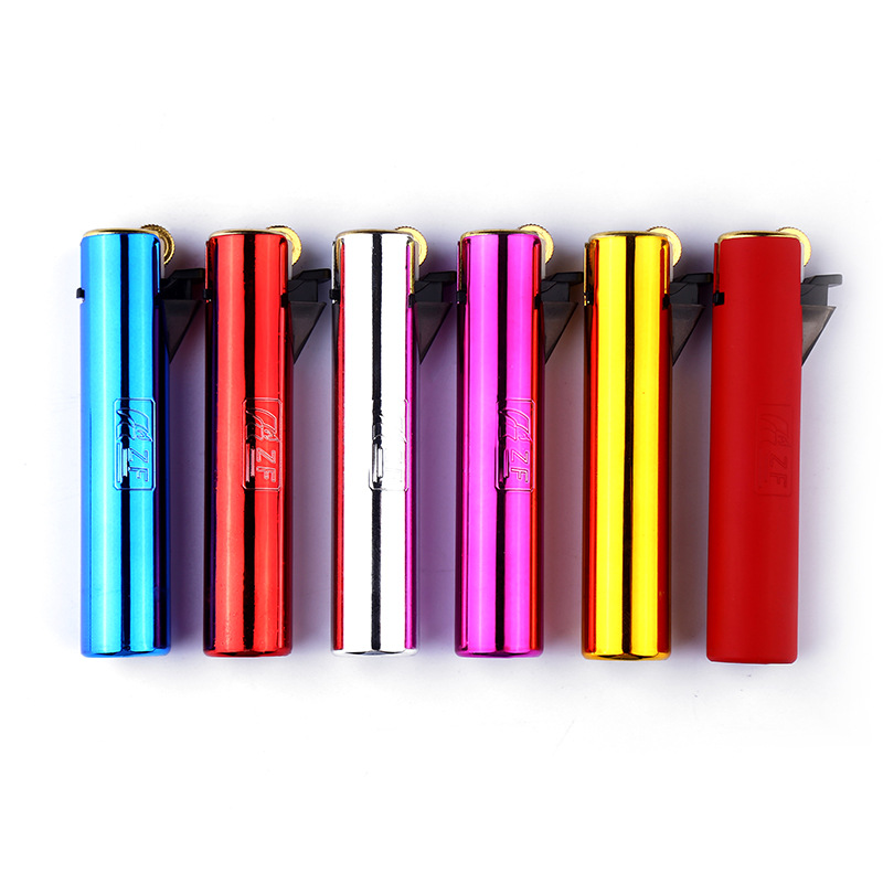 Metal windproof grinding wheel lighter, color inflatable lighter, cylindrical mini cigarette and candle lighter details Picture