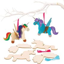 新款儿童DIY木质独角小马挂件 儿童节创意绘画独角小飞马拼图挂件