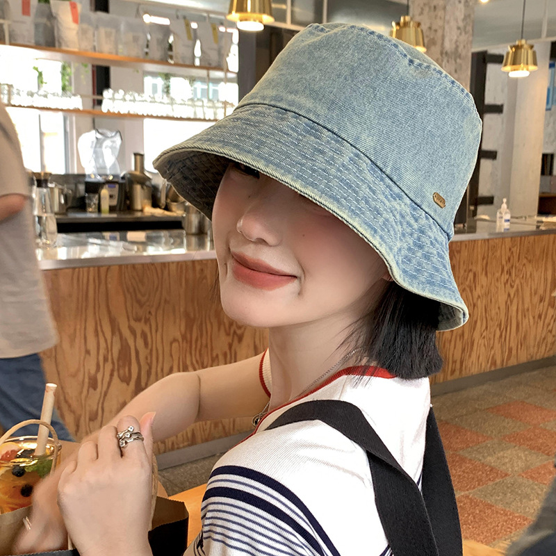 Washed Cowboy Fisherman Hat Women's Summer Retro Big Head Basin Hat Korean Version Of Face Small Sunshade Hat details Picture