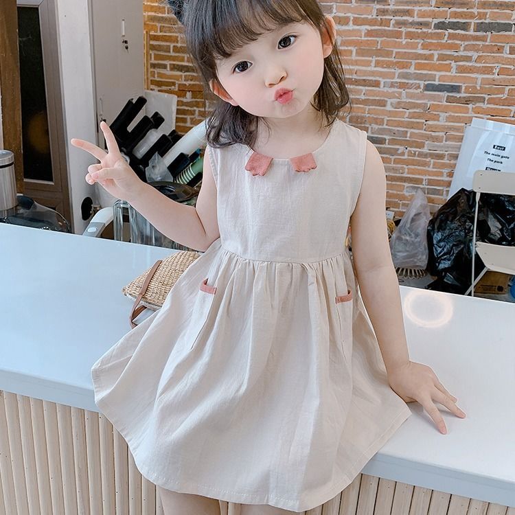 Sleeveless dress for girls, summer children's dress 2022, new summer style for little kids, retro cotton and linen princess dress Application Scenario