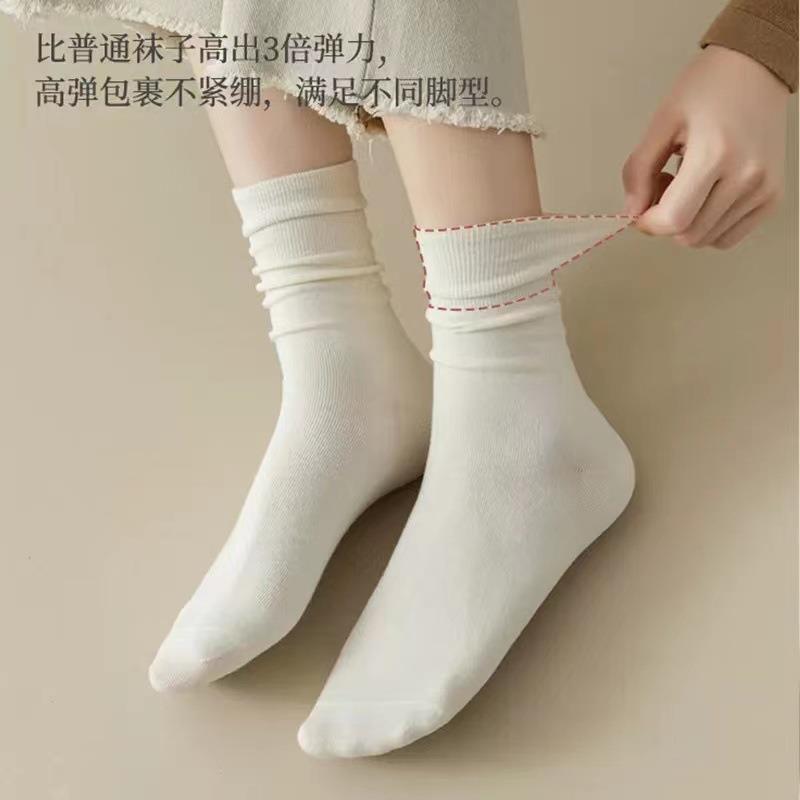 袜子地摊一件代发袜子女春夏堆堆袜纯白色中筒袜秋冬松口月子袜女士长袜夏季薄款一件代发图