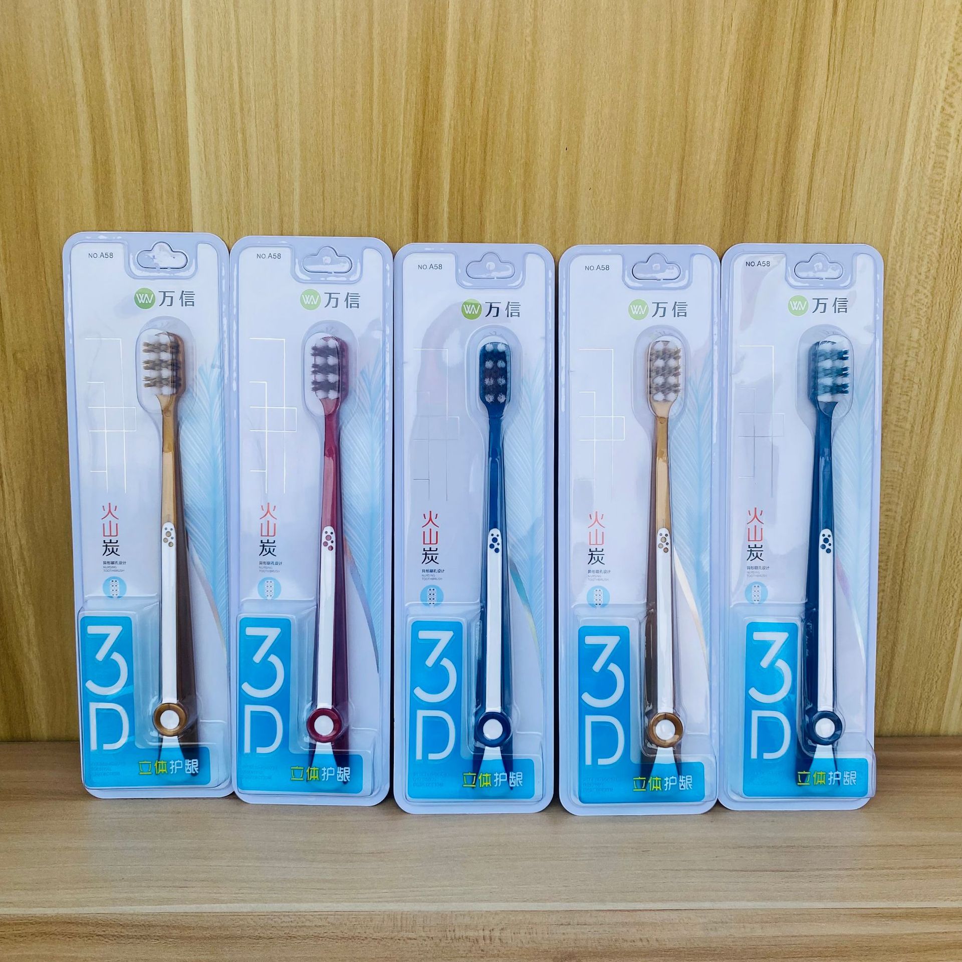 Volcanic Carbon Shaped Brush Hole Design Three-Dimensional Gingiva Wanxin A58 Soft Bristle Toothbrush Fashion Non-Slip Handle Free Shipping Application Scenario