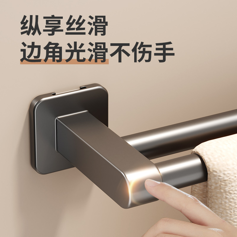 Factory wholesale space aluminum towel racks, multi-functional bathroom slippers hanging racks, non-drilling wall-mounted bath towel rods Specification image