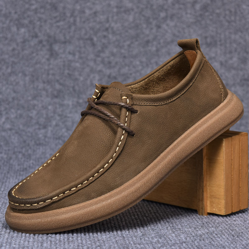 New single-layer men's casual leather shoes with soft soles and soft surfaces, retro ox tendon soles, durable shoes, and summer breathable loafers Specification image