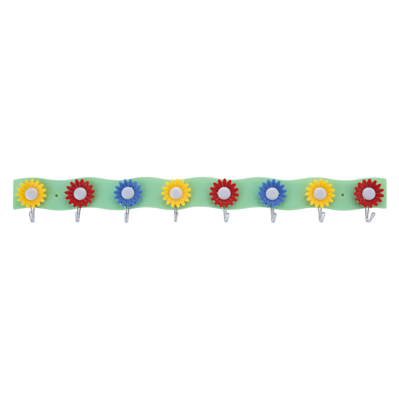 Wholesale of plastic hooks for the back of foreign trade doors, creative bedroom and kitchen patterns, strong adhesive hooks, sunflower eight-piece hooks from the factory Item Picture