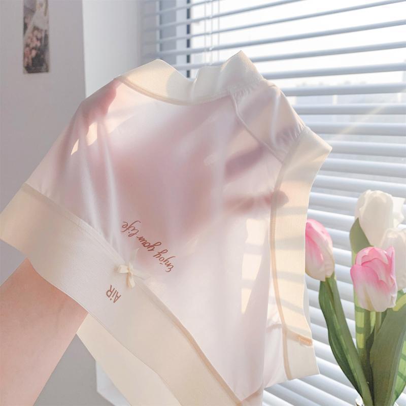 Women's underwear with ice silk mask, ultra-thin nude feel, comfortable and seamless, light and thin Japanese-style girl-style mid-waist triangle pants wholesale