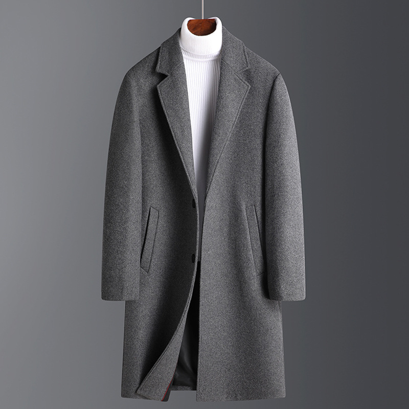 2023 Men's mid-length woolen coat, Korean-style casual winter export thickened woolen coat for middle-aged and young people details Picture