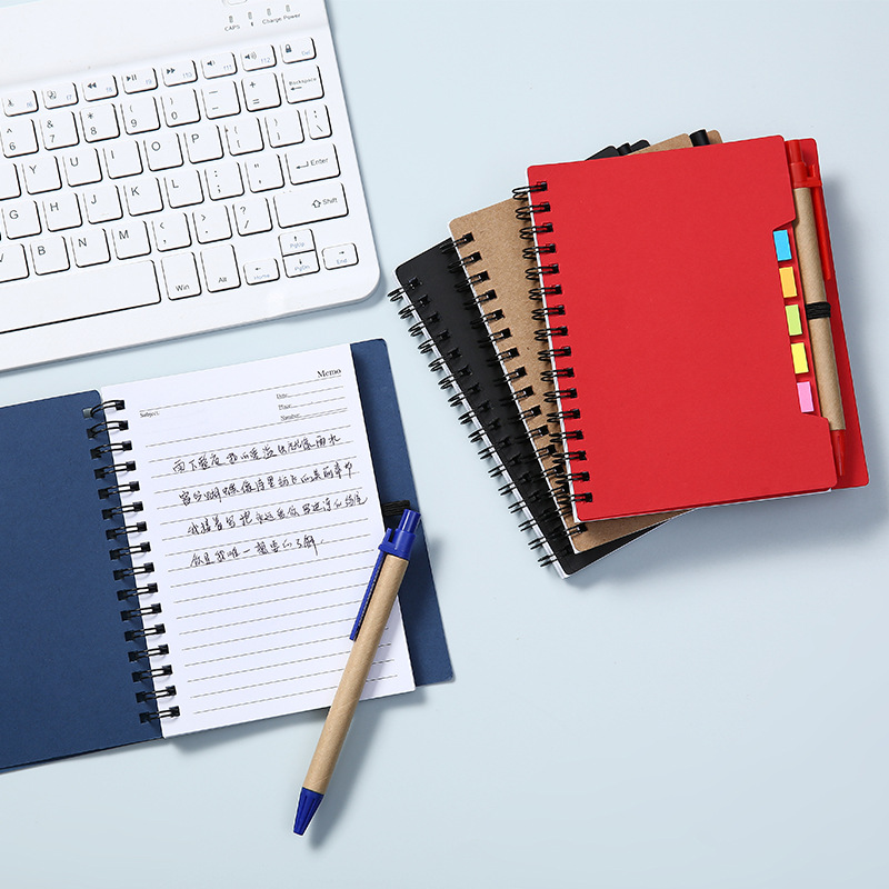 Advertising coil book with logo printing, pen notebook, notepad, new sticky note, exhibition gift, kraft paper Specification image