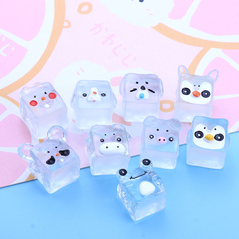 卡通夜光动物冰透冰块 diy奶油胶发夹立体材料 冰箱贴树脂小配件