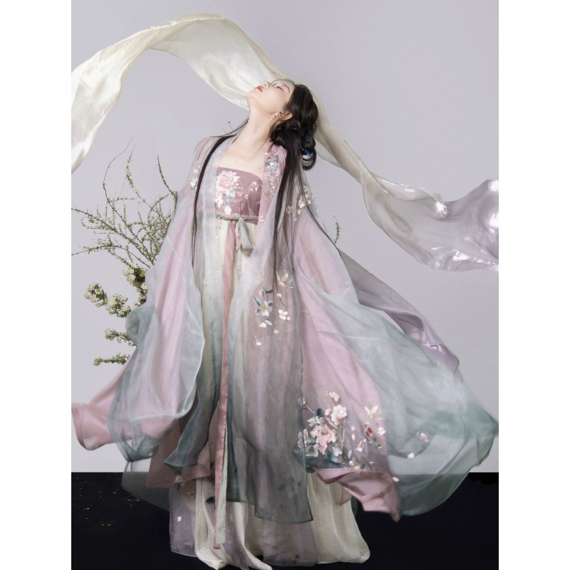 汉服女2024新款【洛城赋】诃子裙古装仙气大袖衫刺绣爆款成人套装
