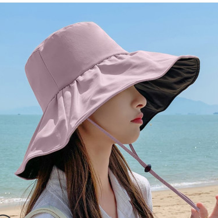 Summer Uv Protective Sun Hat Female Vinyl New All-Match Sunscreen Full Top Cover Face Fisherman Hat Travel Sun Hat Specification drawing