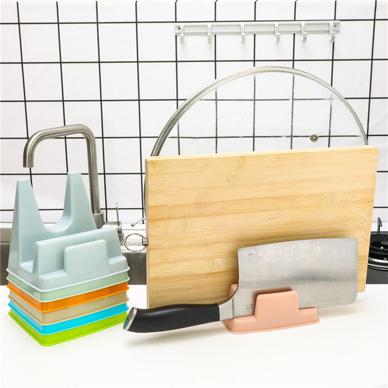 Pot Lid Holder Sitting Cutting Board Holder Plastic Countertop Storage Holder A Shelf For Pot And Cutting Board details Picture