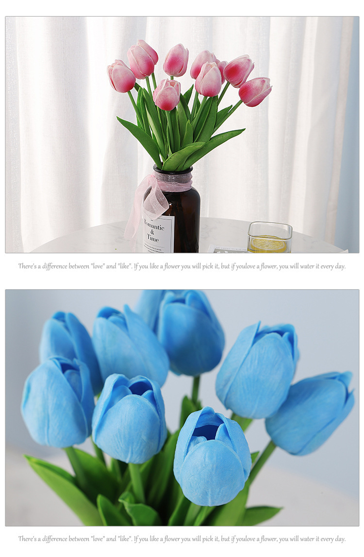 Selected mini PU plastic tulip artificial flowers, fake flowers, cross-border trade silk flowers, wedding and home decoration flowers manufacturer pic 7