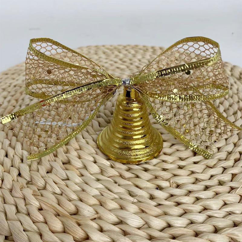 Hong Kong Qing New Christmas Bells Accessory Pendant Diy Shopping Mall Christmas Tree Hanging Bow Bell Decoration details Picture