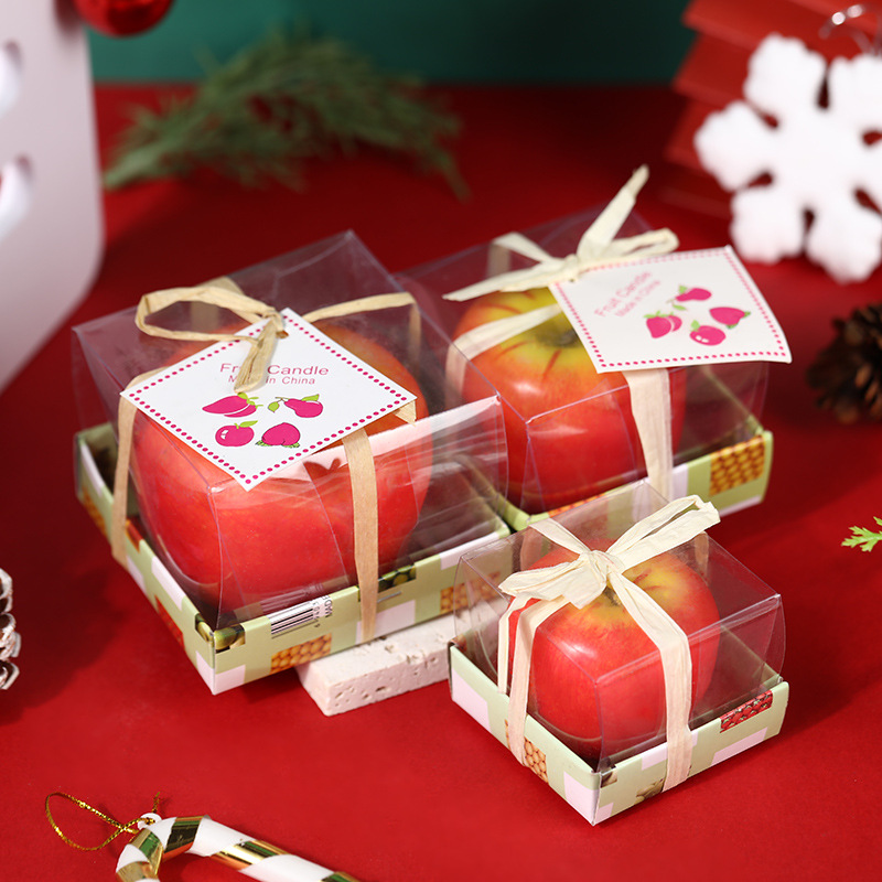 浪漫节日仿真红苹果蜡烛平安夜圣诞节水果形状造型蜡烛厂家批发