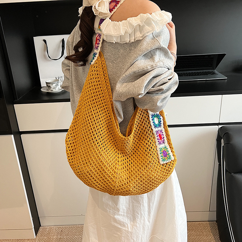 Lazy knit big bag mujer 2025 nueva línea de tendencia moda una sola bolsa de hombro de gran capacidad calado tote bag Specification image