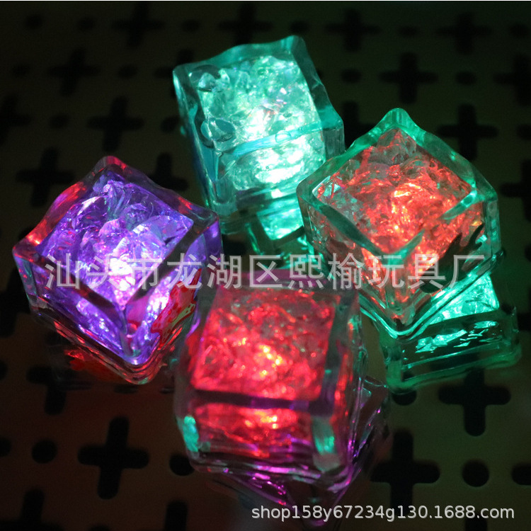 Cross-border bathroom: Water-illuminated LED magic seven-color slow-flashing light, ice cube ocean pattern (8 pieces per set Specification image