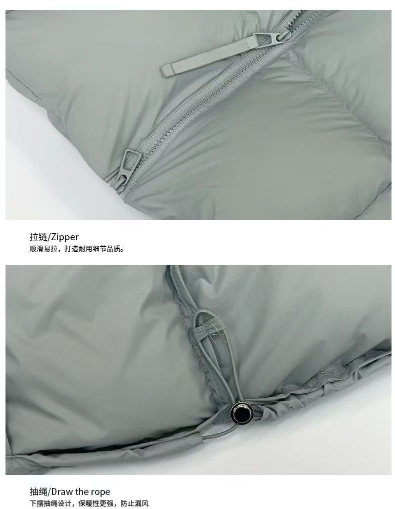 连帽外套女白鹅绒面包服张贝贝中长款加厚羽绒服泡芙云朵黑色氨纶详情4