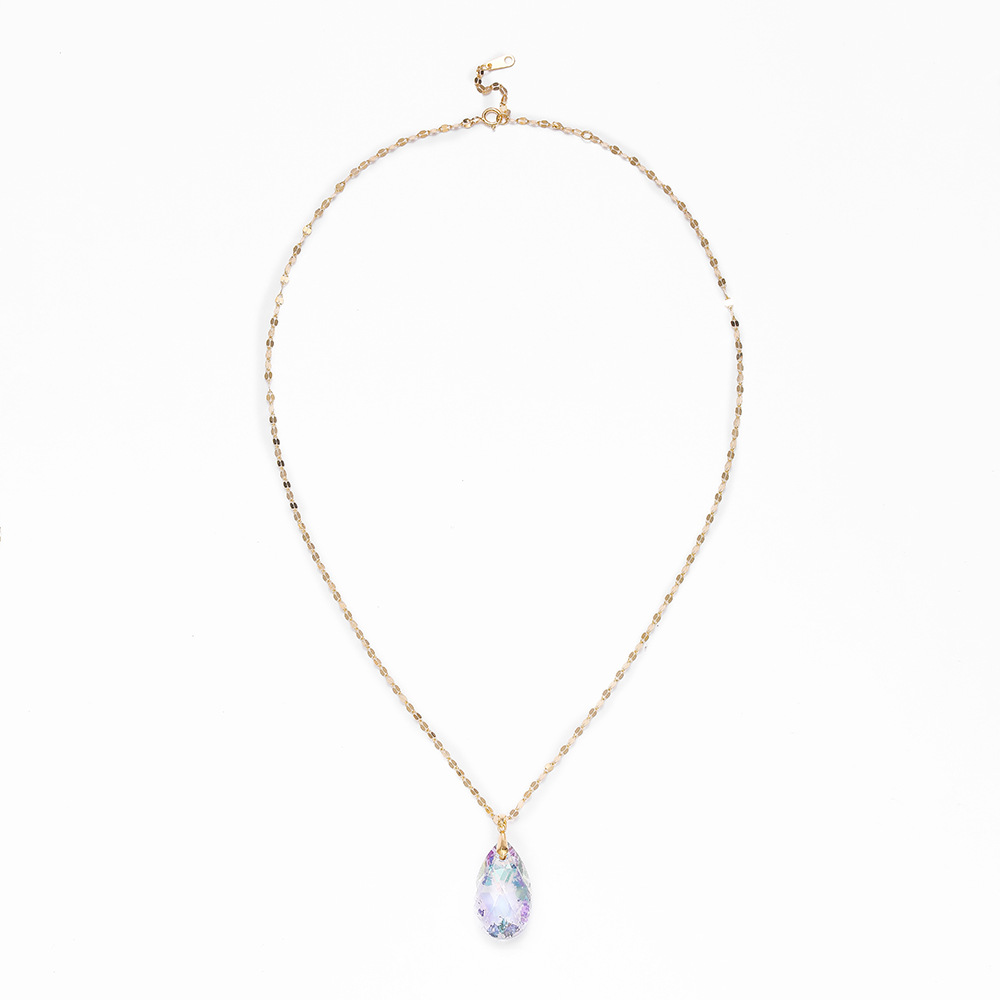2021 new fashion 100 mesh red crystal necklace women's South Korea simple collarbone chain temperament drop pendant S925 Application Scenario
