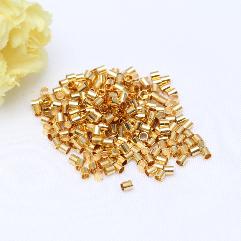 14K Bag Gold Color Positioning Tube Wire Rope Fixed Clip Flat Buckle Diy Jewelry Bracelet Necklace Beaded Finish Specification drawing