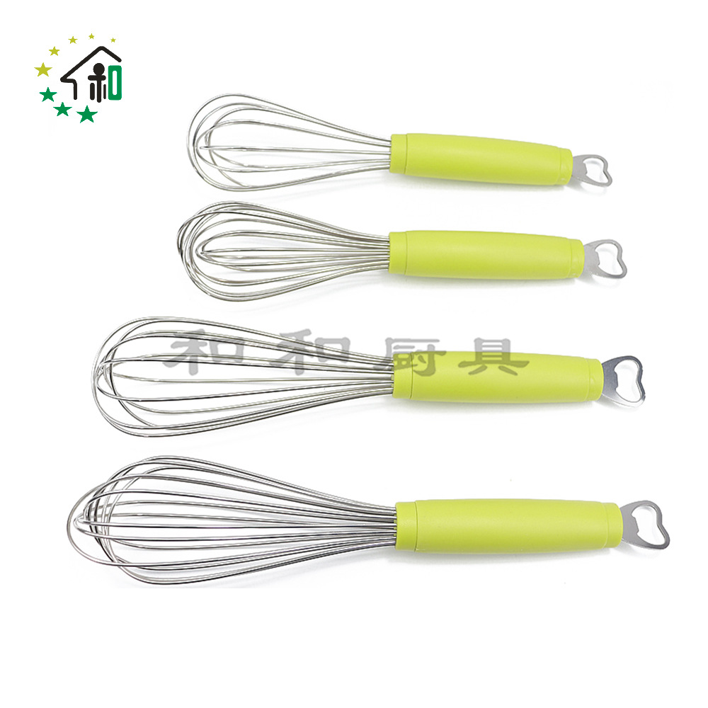 6-wire / 8-wire thick whisk with bottle opener Whip creme egg whisk stick Household baking tool Egg Whip full figure
