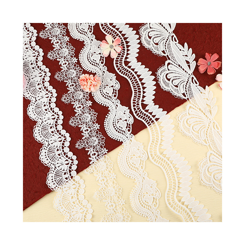 Wavy polyester perforated wide lace 6cm, clothing lace accessories, wedding and children's clothing embroidery water-soluble lace Item Picture