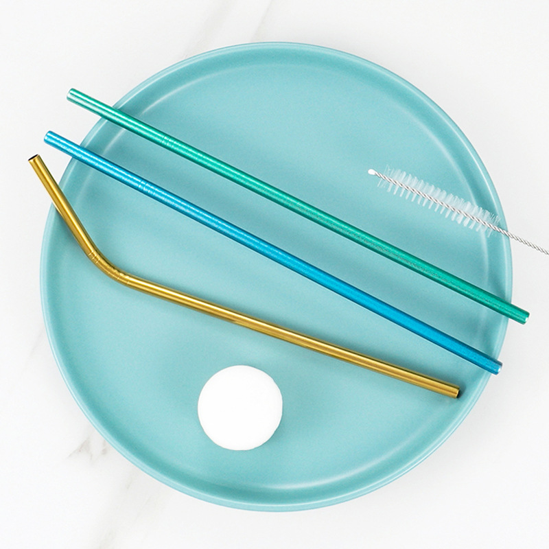 304 stainless steel straw bag set, creative milk tea and coffee straight and curved straws, beverage color straws, stirring tubes Application Scenario