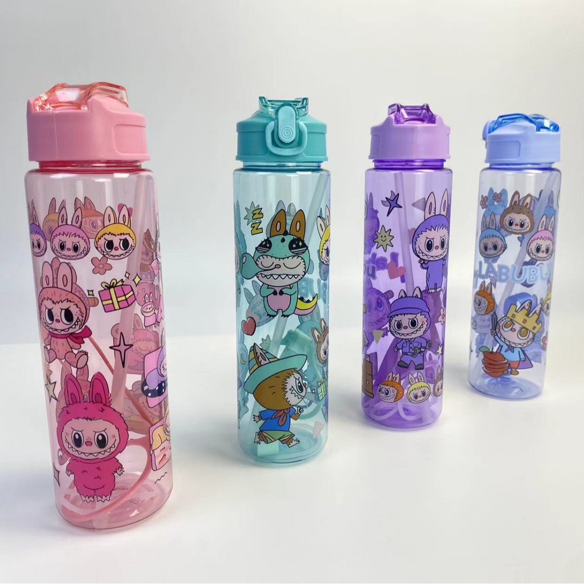 A large-capacity travel water cup with portable cartoon printing, 750ml printed transparent plastic water cup, a bestseller details Picture