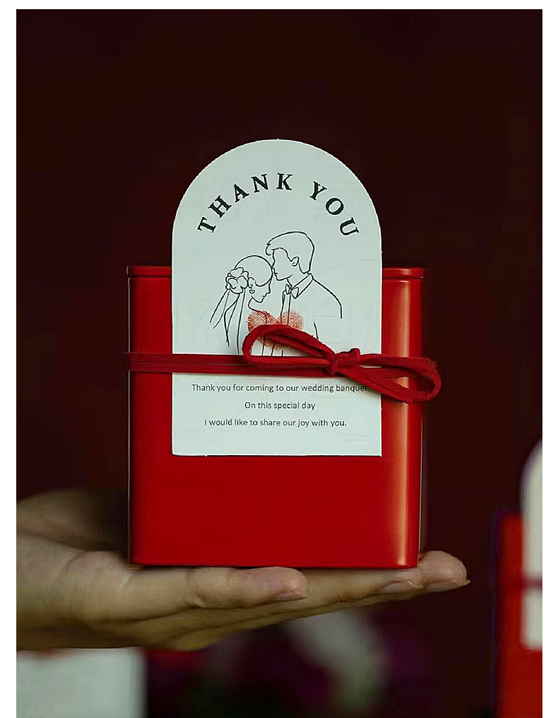 Wedding candy box, iron box, metal can, Zhengshan Xiaozhong tinplate tea can, wedding souvenir, wedding candy iron box with printing pic 19
