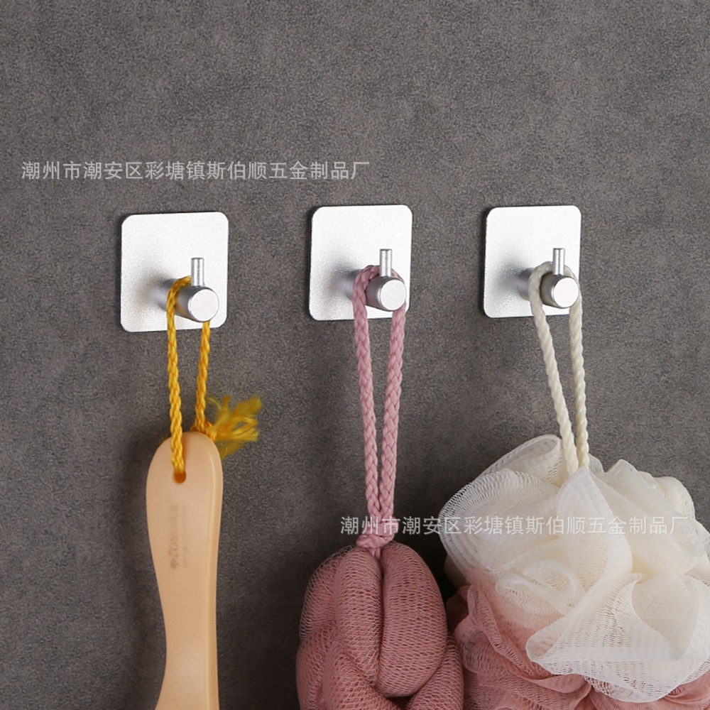 跨境太空铝免钉挂钩浴室衣钩单钩门后金属无痕挂钩厨房卫生间挂钩详情34