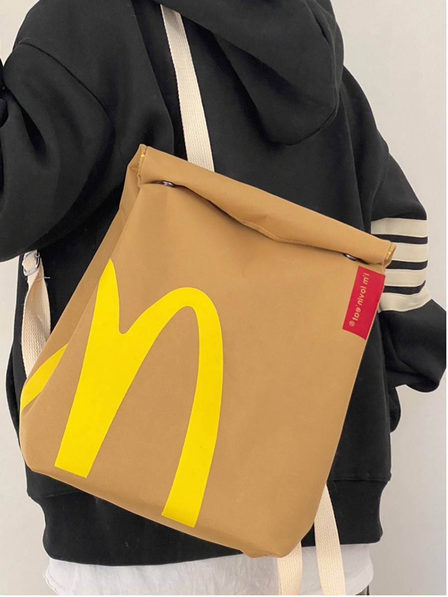 The new popular bags are McDonald's large-capacity backpacks, casual backpacks, hamburger paper bags, and student class bags details Picture