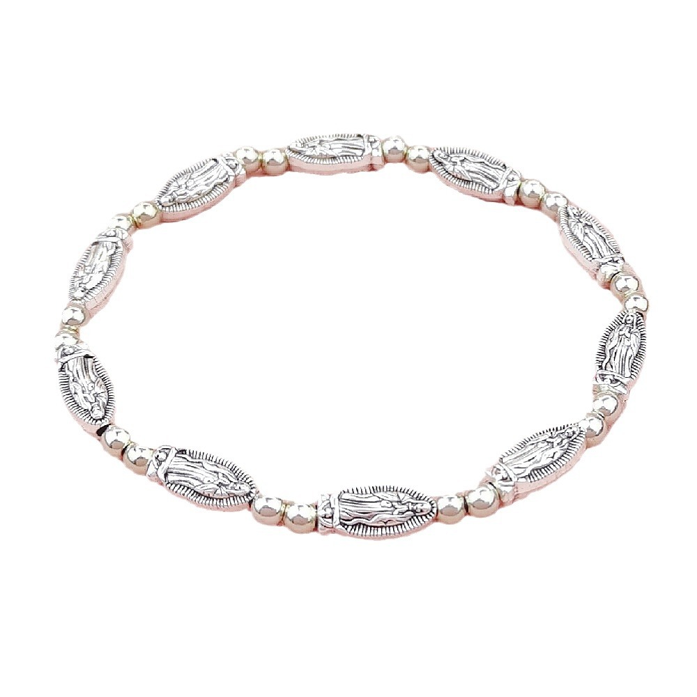 European And American Foreign Trade Amazon Temu Selling Retro Virgin Mary Bracelet Ladies Simple Elastic String Baptism Hand Jewelry Couple Jewelry Item Picture