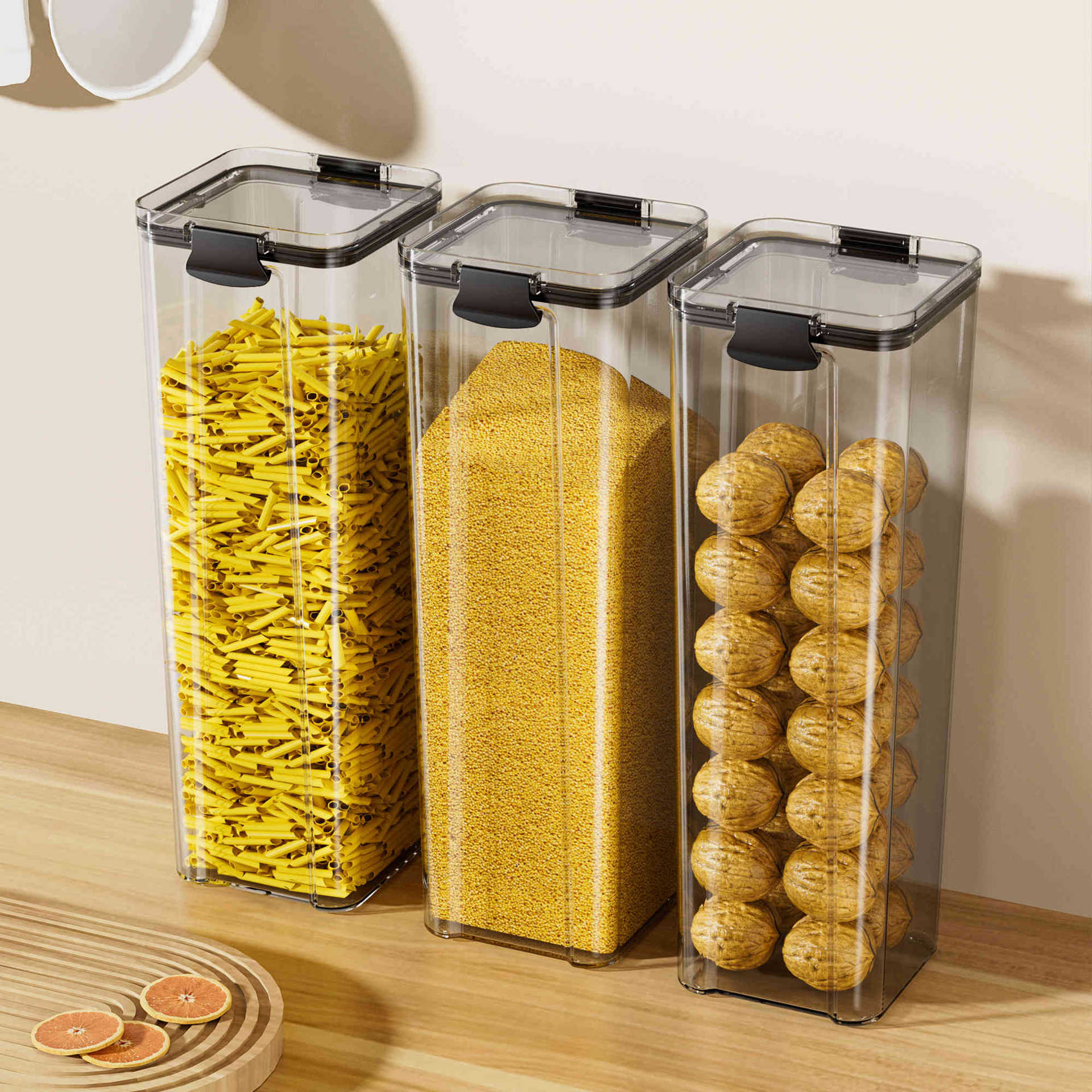 Food grade noodle bucket Noodle jar An airtight storage jar for pasta containers Specification drawing