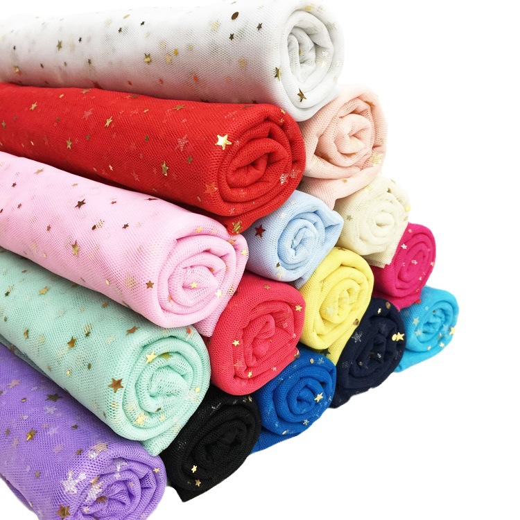 Soft starry sky gauze, hexagonal mesh gauze, star gauze, star and moon gauze fabric, stage costume fabric, diy headwear accessories, hair flowers