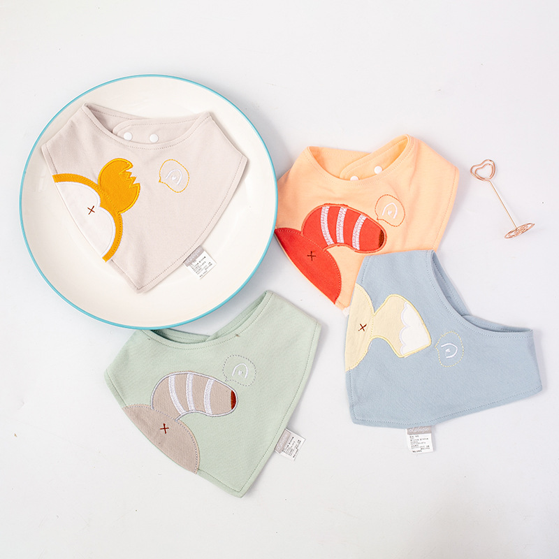 Baby triangular scarf, baby three-dimensional scarf, saliva towel, pure cotton waterproof, summer thin style, Korean breathable for girls and boys details Picture
